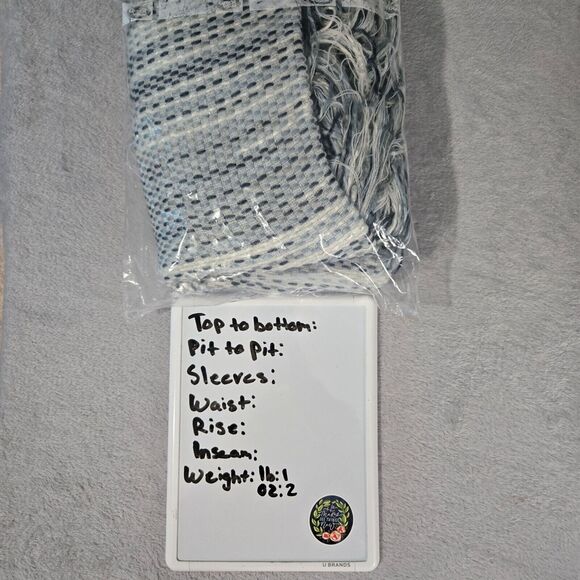 Vince Camuto Womens Woven Blue & White Striped Fringe Poncho Shawl Wrap Size OS - Picture 5 of 5